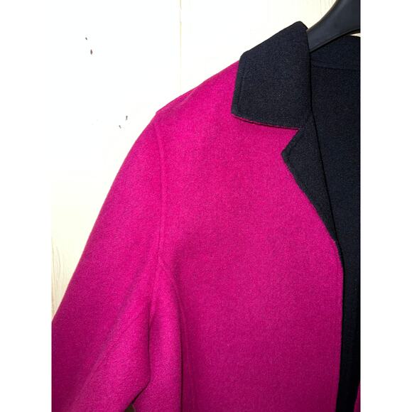 NEW Wool Reversible X-Large JACKET Blazer Open Front Viva Magenta Pink Black XL - Picture 5 of 10